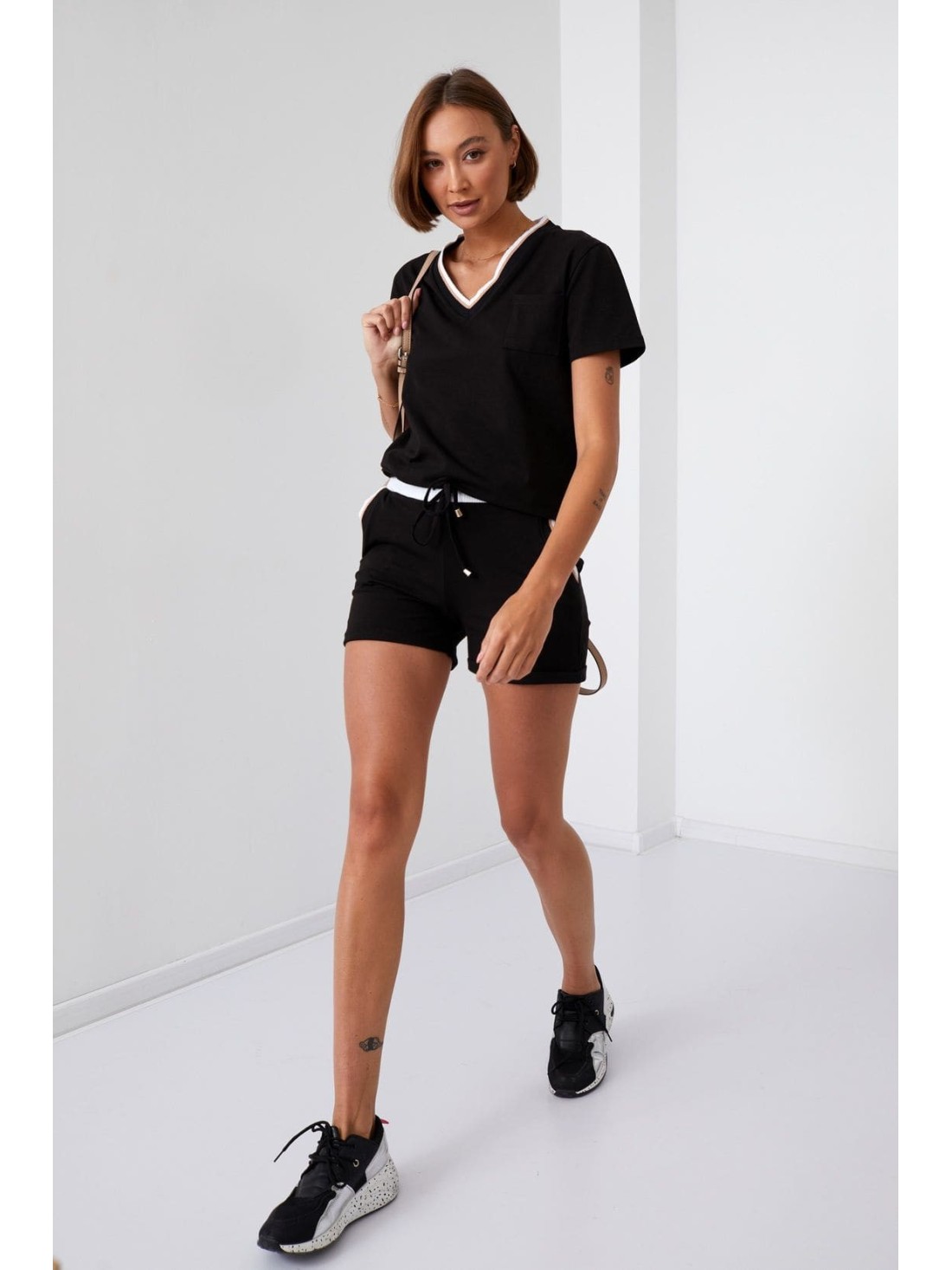 Damen-Sommerset mit Shorts, schwarz, FK619 – Online-Shop – Boutique